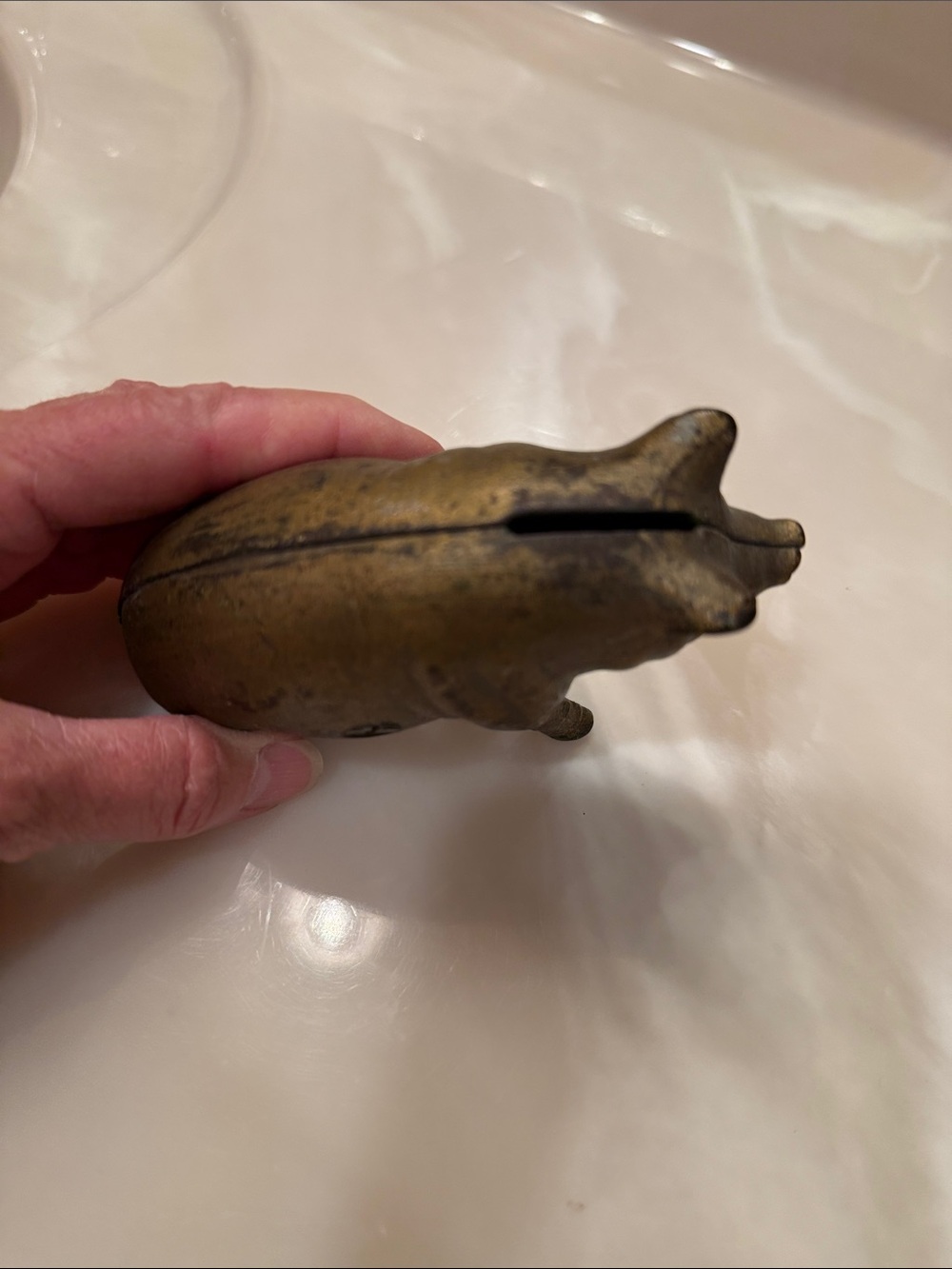 Vintage Cast Iron Bronze/Gold Piggy Bank - Picture 3 of 5
